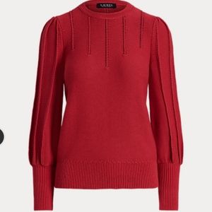 Lauren Puff Sleeve Cotton Coral Sweater
